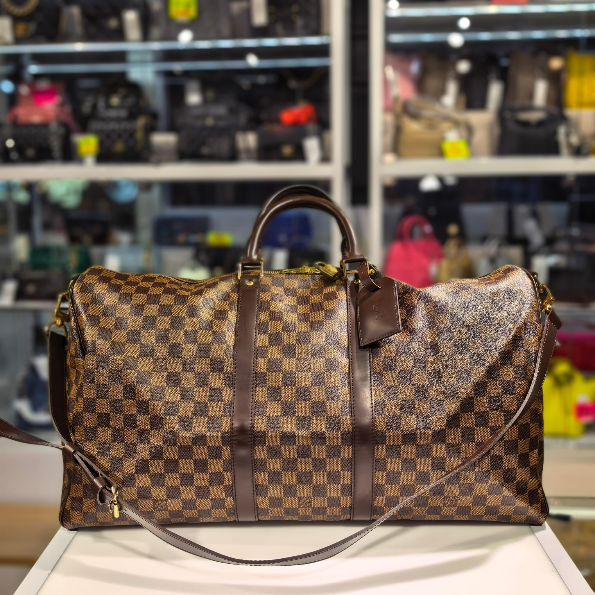 99%NEW二手LV KEEPALL 55, N41414, 啡色方格帆布, #波士頓包, #香榭站正品