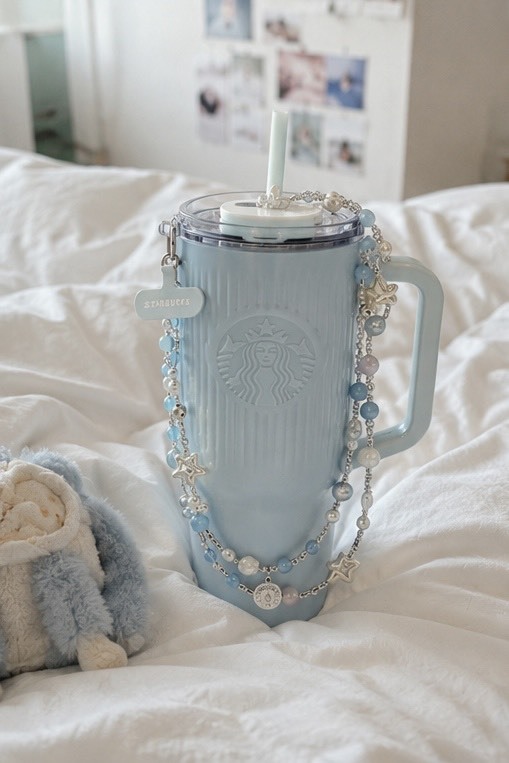 【預購】國外限定 Starbucks 海洋綺遇系列 美人魚 豎紋 寶寶藍 奶藍 細閃 不鏽鋼 雙飲口 水壺 保溫杯 掛鍊 手機鍊 組合 910ml