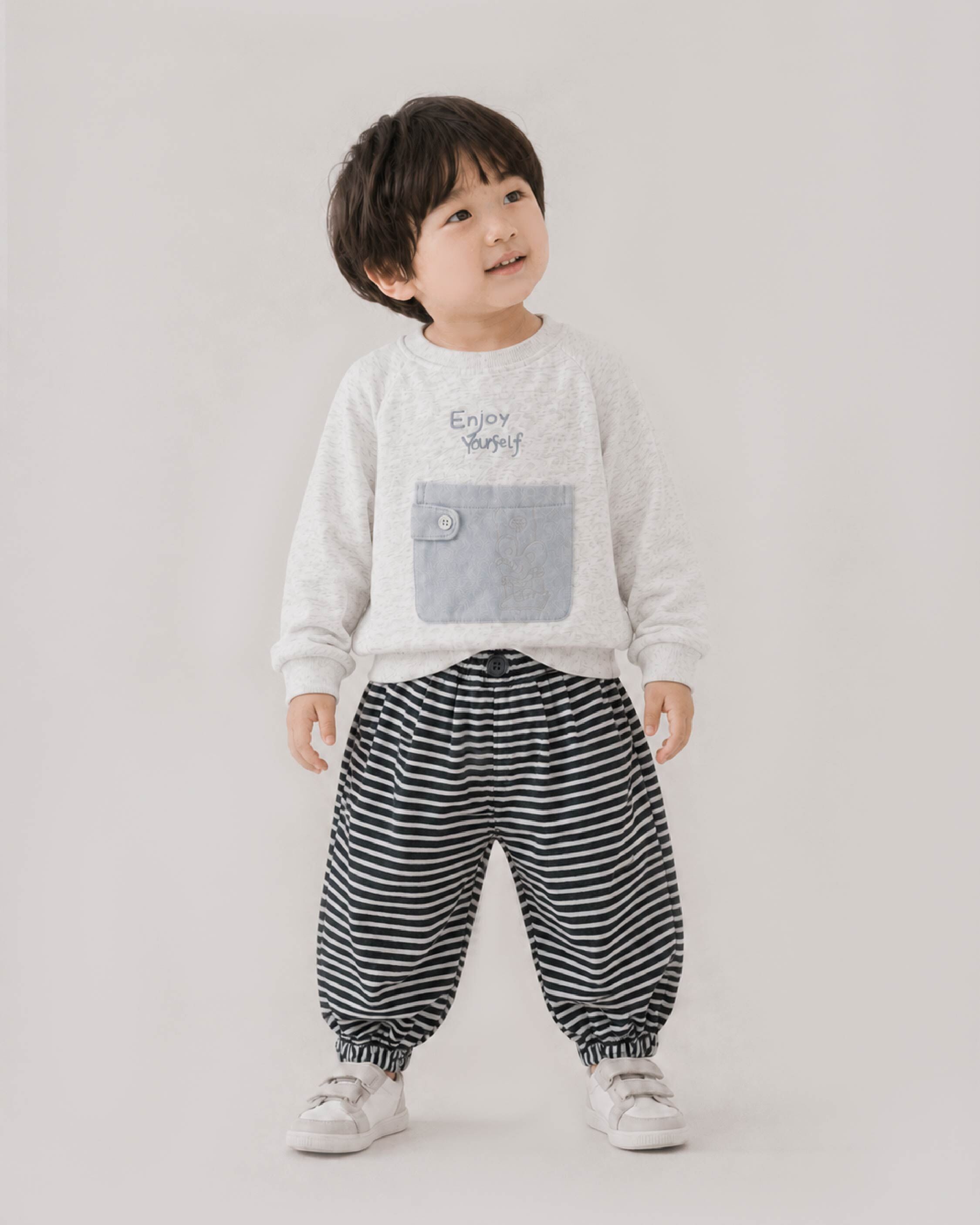 小老鼠時鐘立體造型條紋束口褲 (H65078)