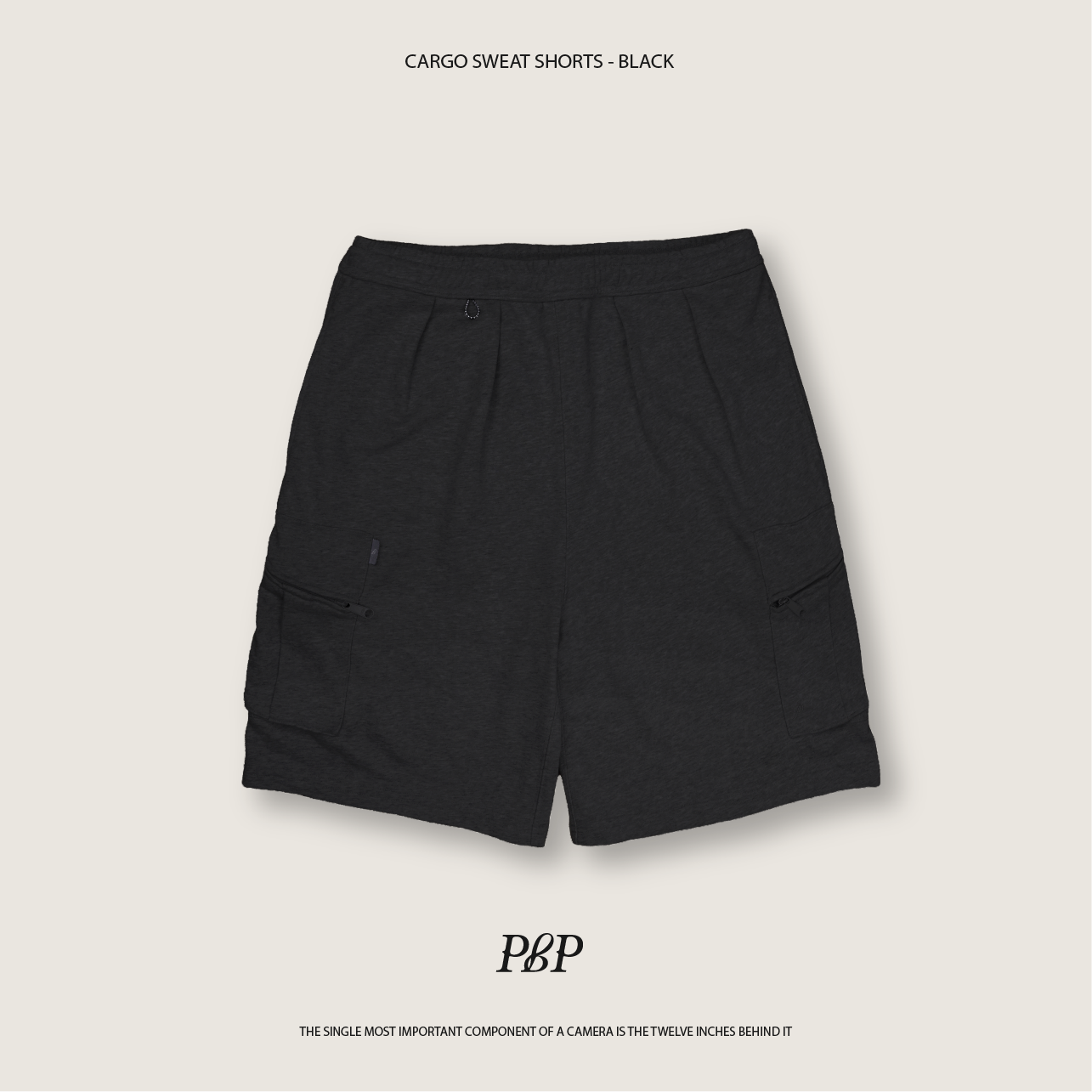 P.B.P - CARGO SWEAT SHORTS  - BLACK