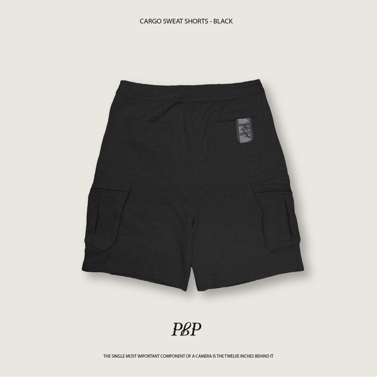 P.B.P - CARGO SWEAT SHORTS  - BLACK