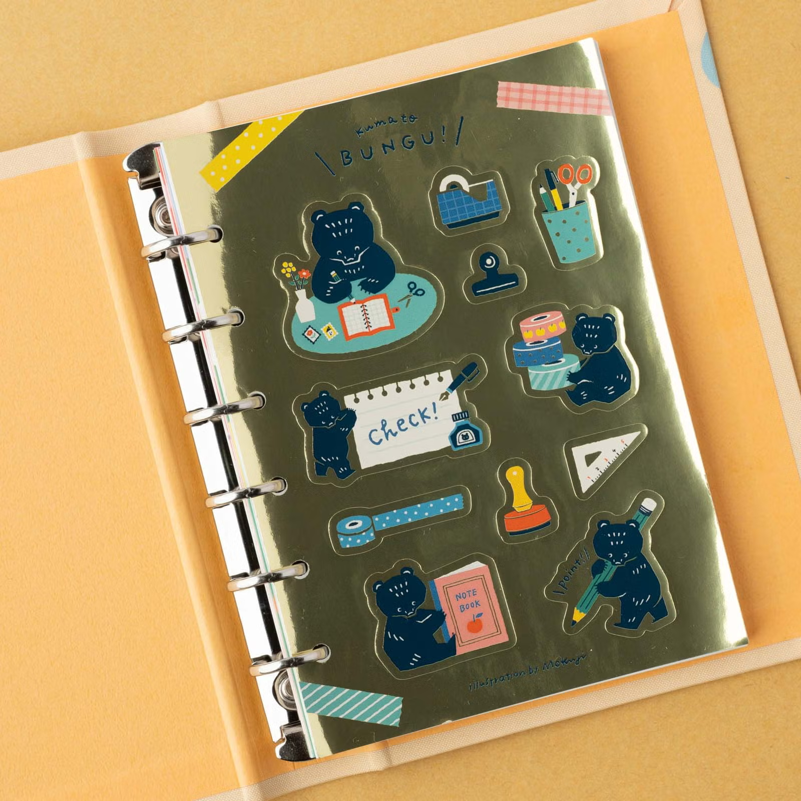 Mini 6 手帳貼紙內頁｜Mokuji「 kuma to BUNGU！ 」/ 手紙社 JAPAN