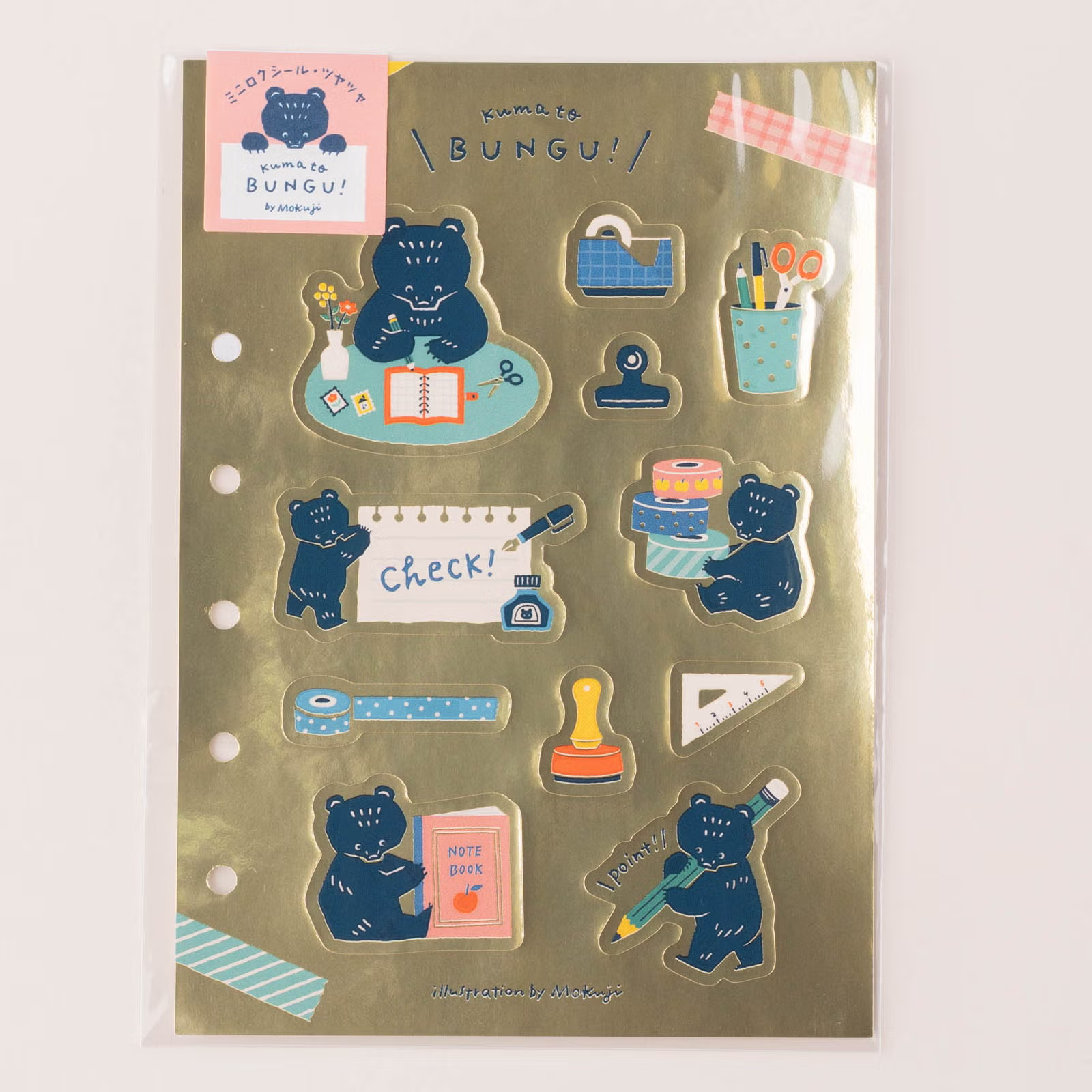 Mini 6 手帳貼紙內頁｜Mokuji「 kuma to BUNGU！ 」/ 手紙社 JAPAN