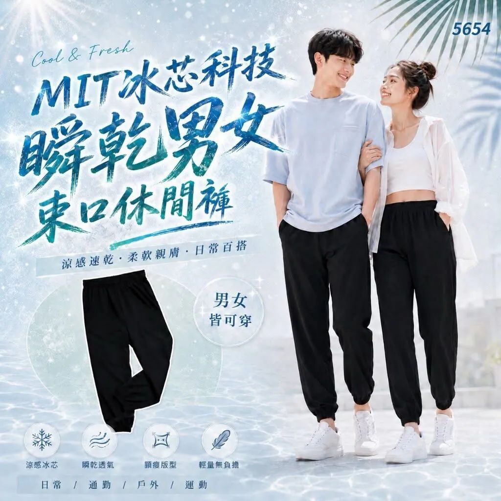 台灣冰芯科技瞬乾男女束口休閒褲 《預計11月上旬到貨》
