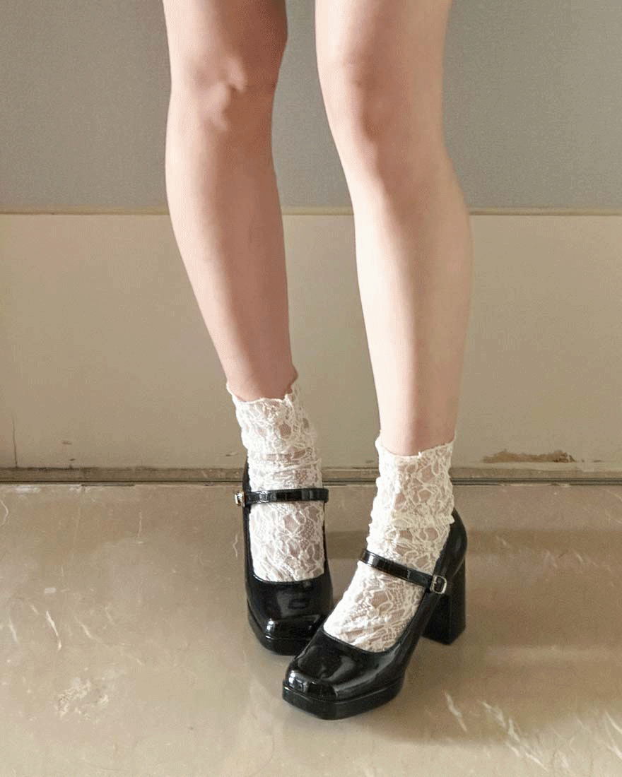 甜美優雅純色透肌蕾絲襪-柔美杏