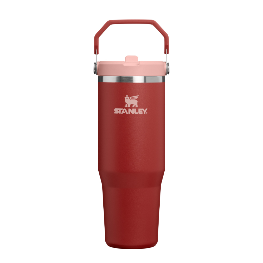 STANLEY 經典系列 IceFlow 手提吸管杯2.0 0.88L / 磚紅玫瑰