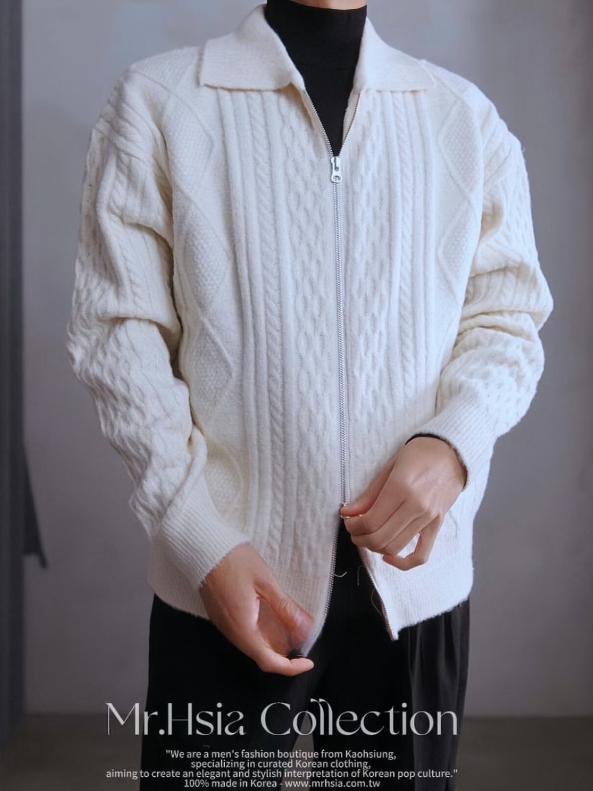 麻花雙向拉鍊針織上衣