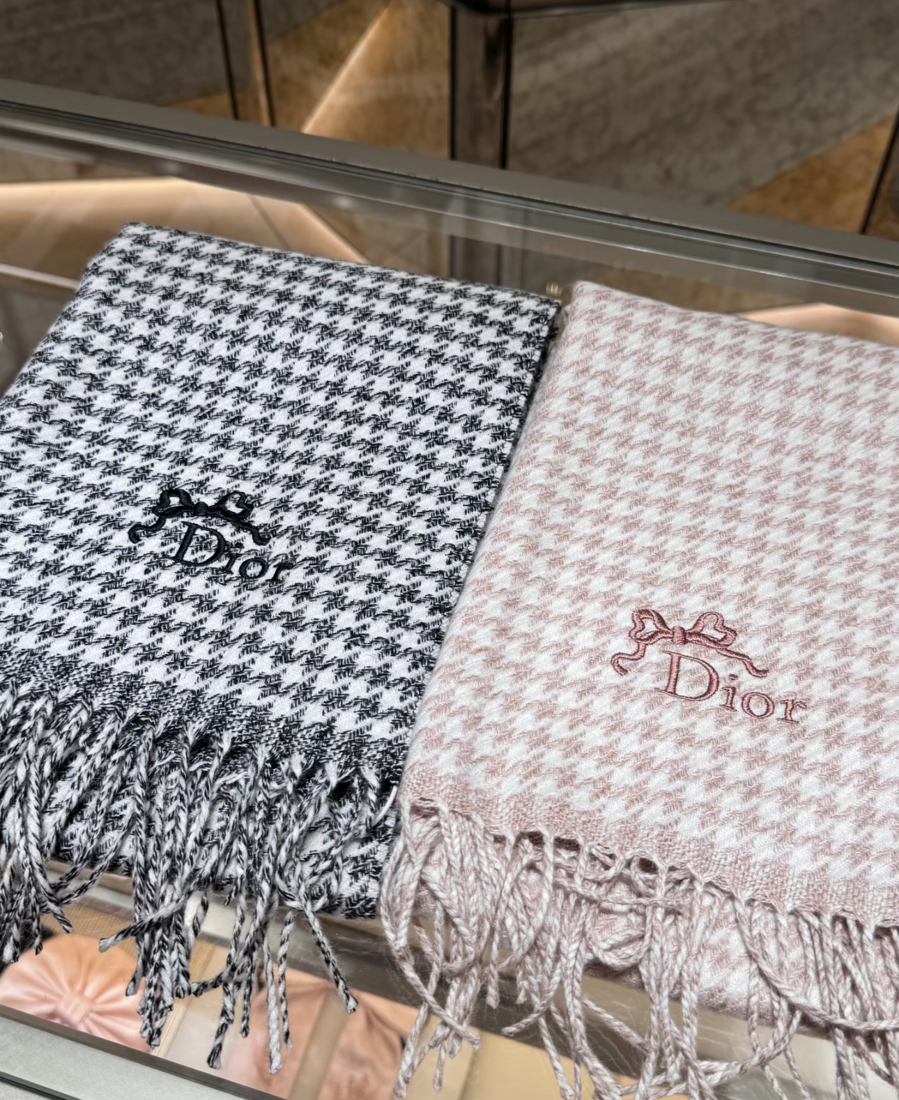 Dior 30 Montaigne Oblique Scarf 千鳥格 羊絨羊毛雙面頸巾