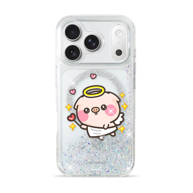 【萌萌豬聯名】天使萌萌豬 閃耀銀河貝拉殼 (MagSafe) - (訂製名字) iPhone客製化手機殼