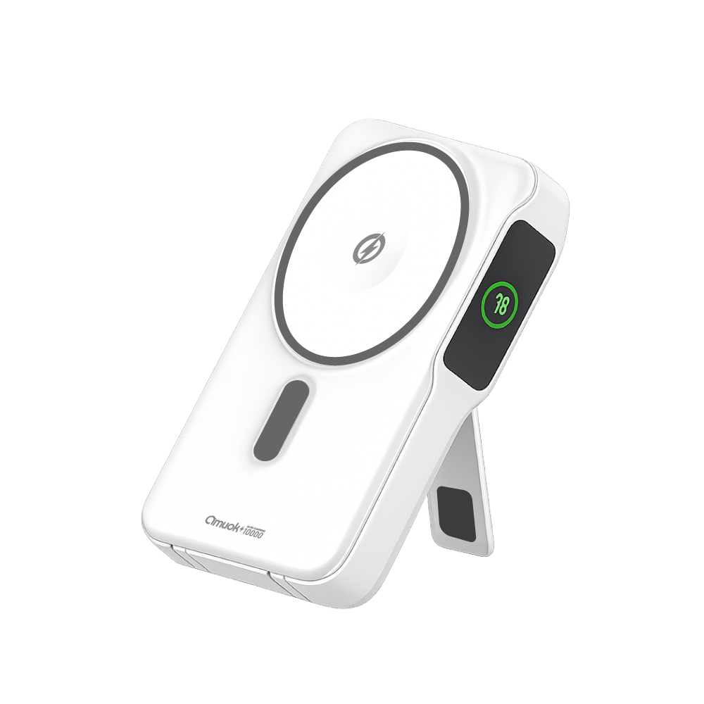 【amuok】15W磁吸無線充行動電源 - 白色