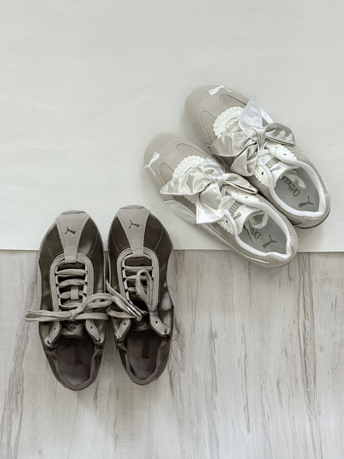【Luxury】 PUMA彪馬 H-Street Elastic Satin 賽車鞋 薄底德訓戶外鞋 復古緞面 舒適時尚百搭街頭 低幫 生活休閒鞋 女 米色 奶茶棕 奶白 深棕色 麂皮 老錢風 410645-01 410083-01