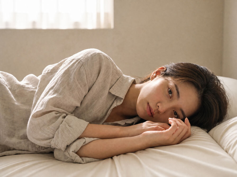 年輕女性側睡時壓住下側手臂