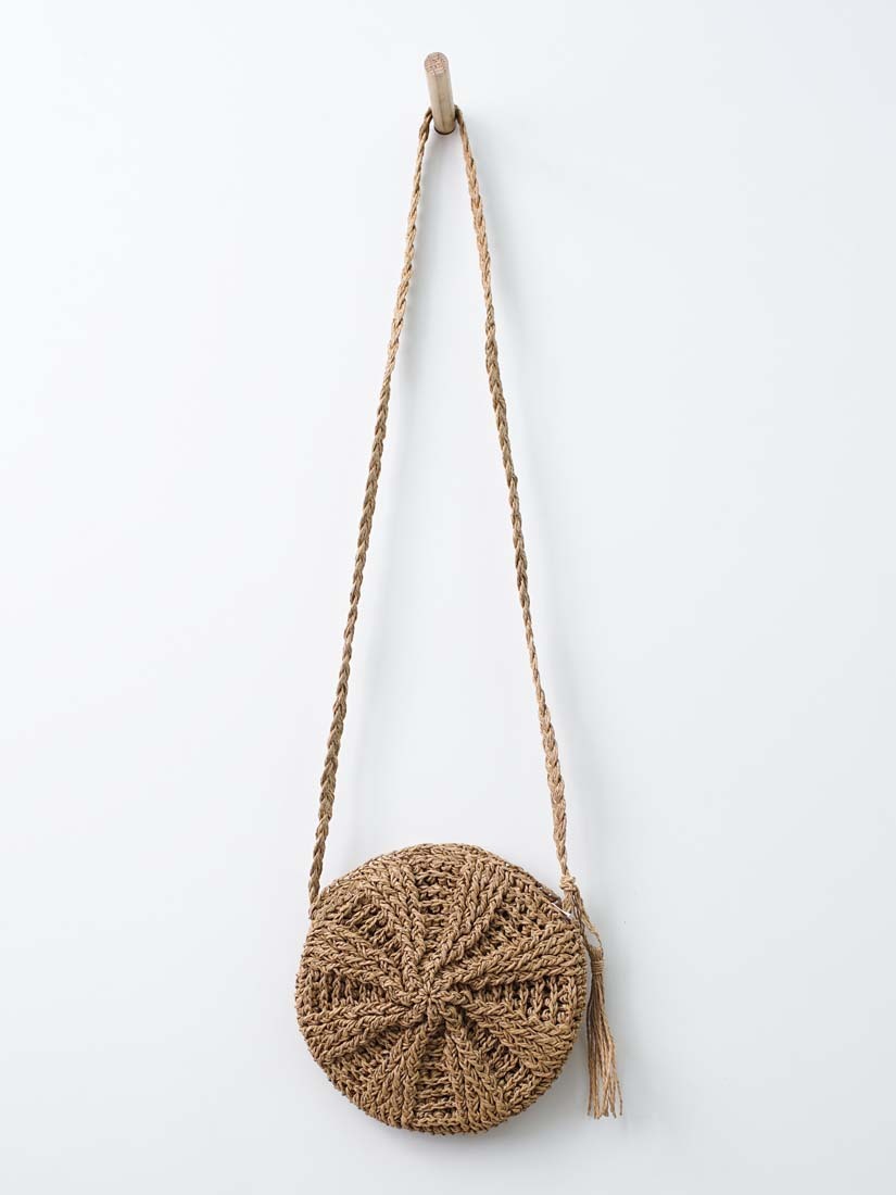 流蘇草編鈴鼓扁包(2色)