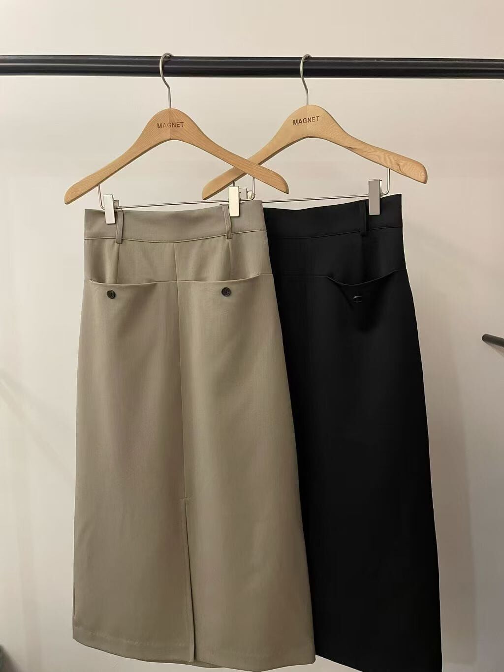 MN7114 高腰平口袋西裝半身裙