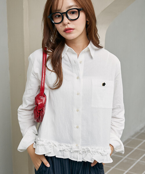MARY QUANT × PUBLUX / One-Point Hem Frill Shirt