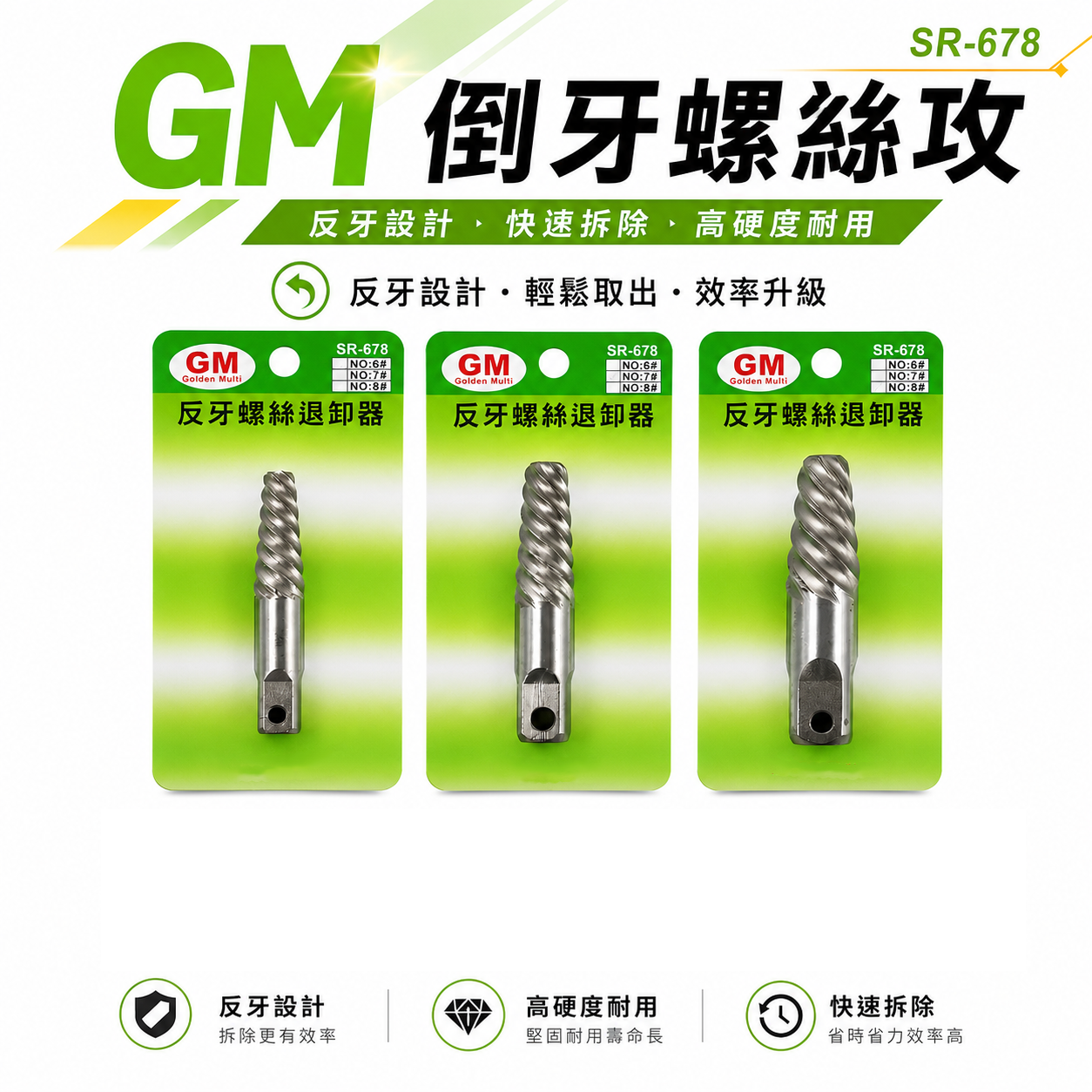 GM｜#6 #7 #8 斷牙螺絲取出器 反牙絲攻 反牙螺絲退卸器 倒牙螺絲攻 拔取器 退牙器 水管退牙