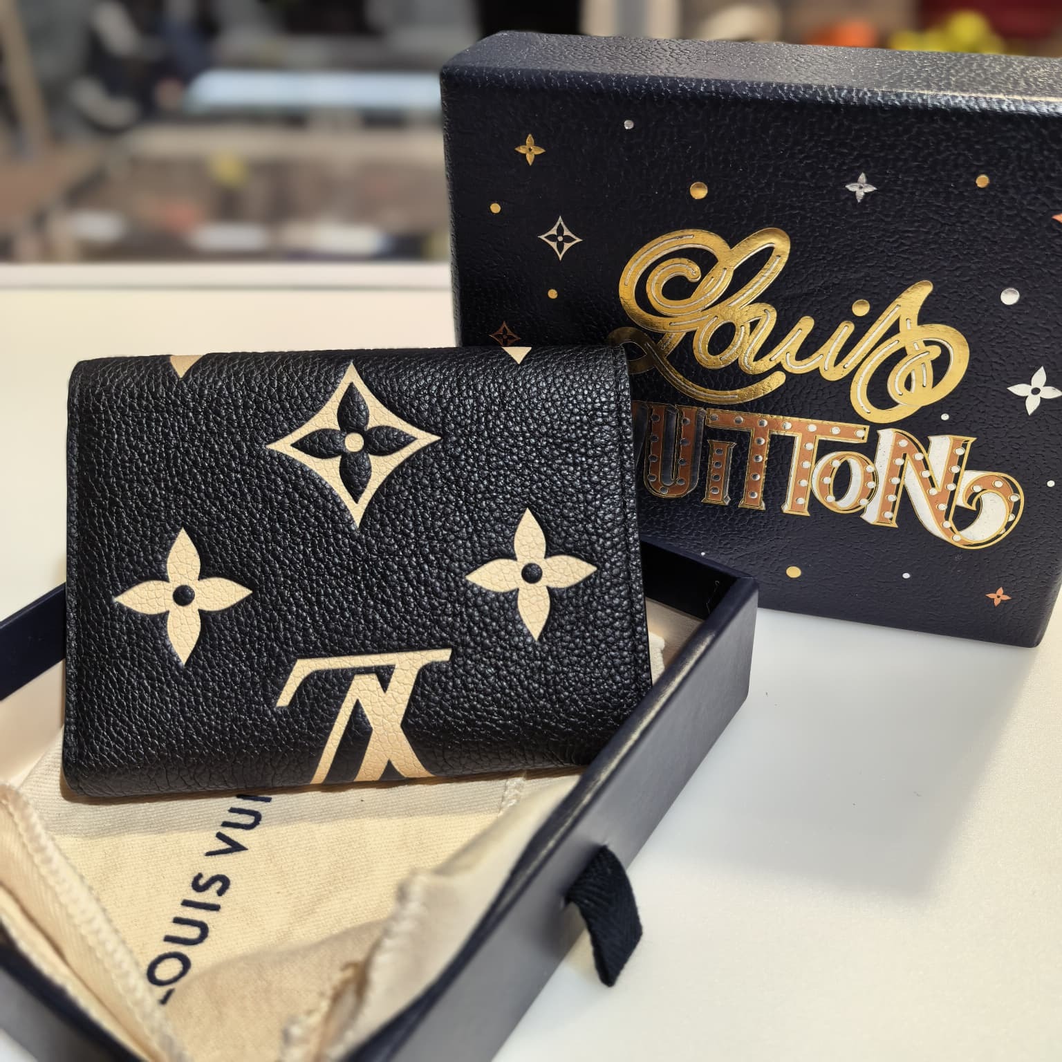 99.9%NEW二手LV銀包, M80968, Victorine, 黑色壓花小牛皮金扣, Monogram Empreinte, #香榭站正品