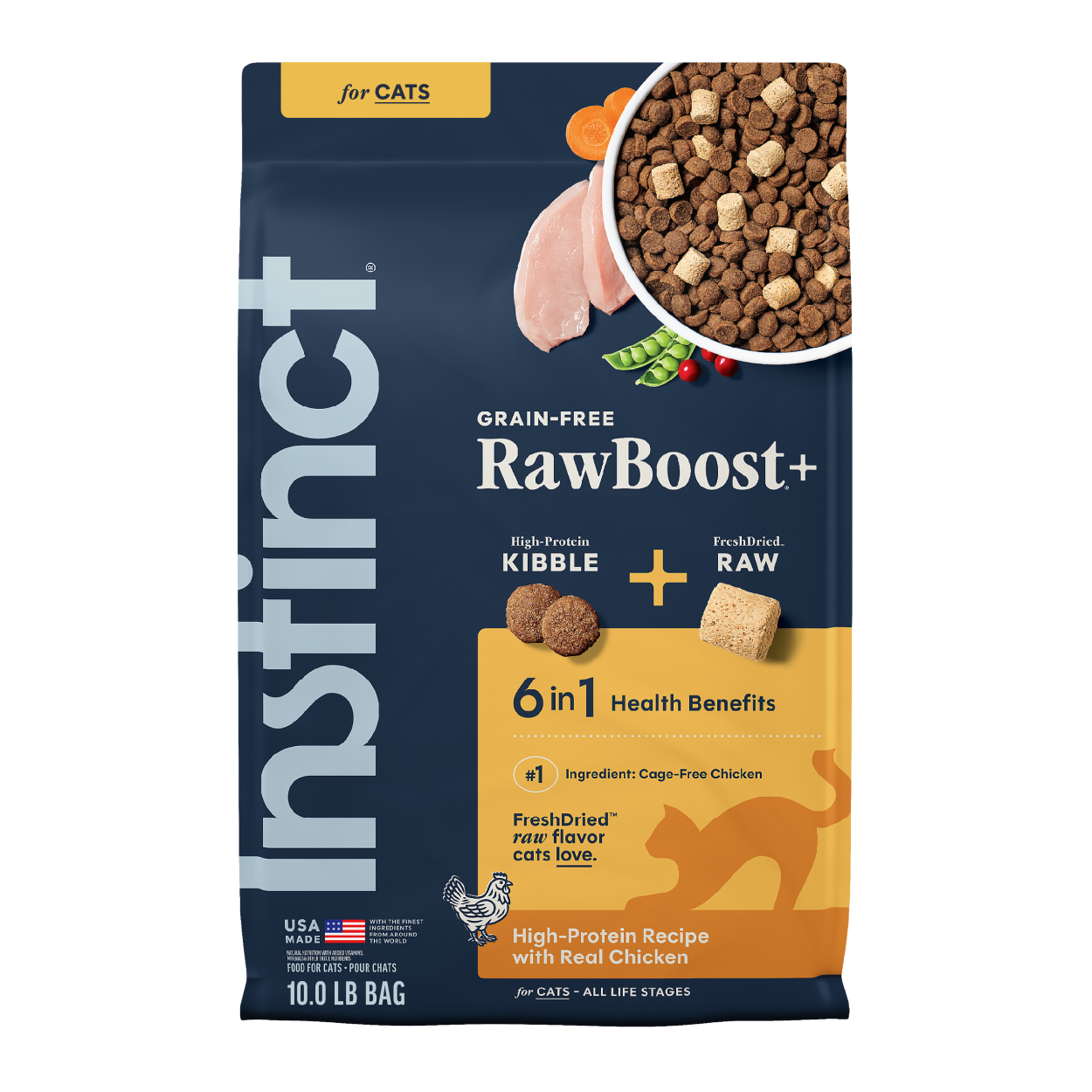 rawBOOST 無穀物+凍乾生肉粒全貓糧-雞肉味 (10lb)