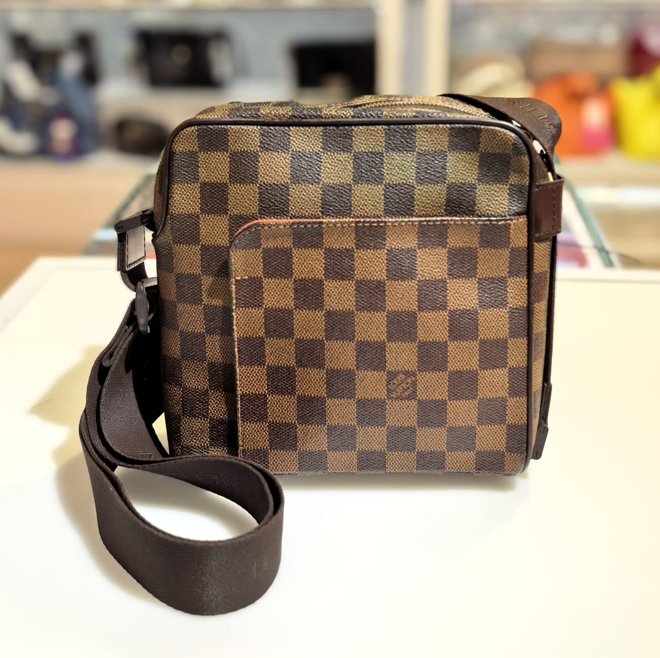 90%NEW二手LV斜揹袋, N41442, 啡色棋盤格, Damier Ebene Olav PM, #LV中古包 #香榭站正品