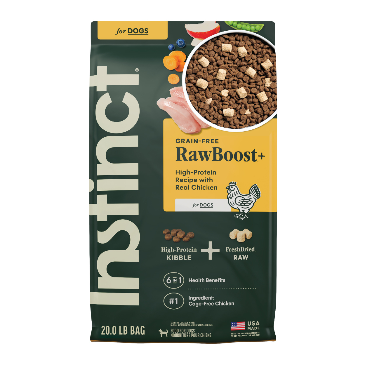 rawBOOST 無穀物+凍乾生肉粒全狗糧-雞肉味 (20lb)