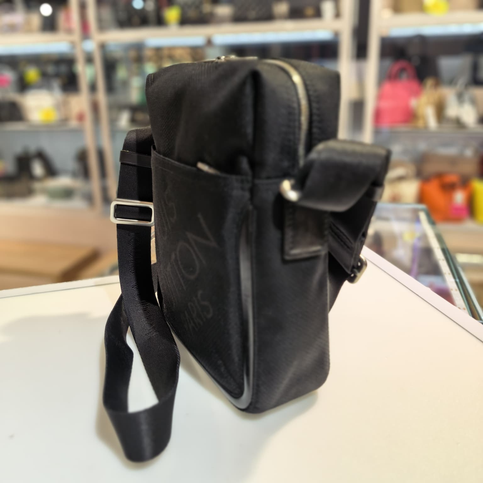 90%NEW二手LV斜揹袋 M93042 黑色尼龍袋 Damier Geant Citadin  #香榭站正品