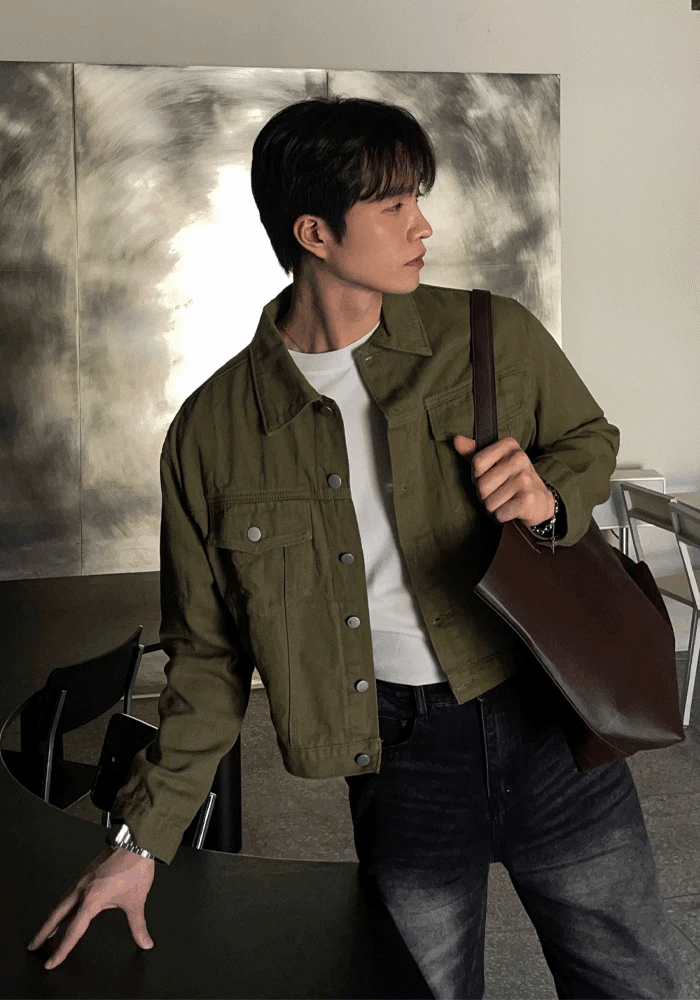 Mastin Washed Cotton Crop Trucker Jacket
