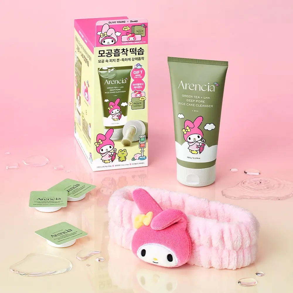 Arencia x Sanrio -  Green Tea +LHA Deep Pose Rice Cake Cleanser 150ml