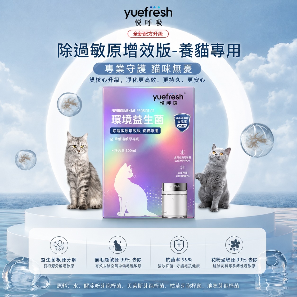 yuefresh抗過敏貓咪專用益生菌,建議每3-6個月更換一次