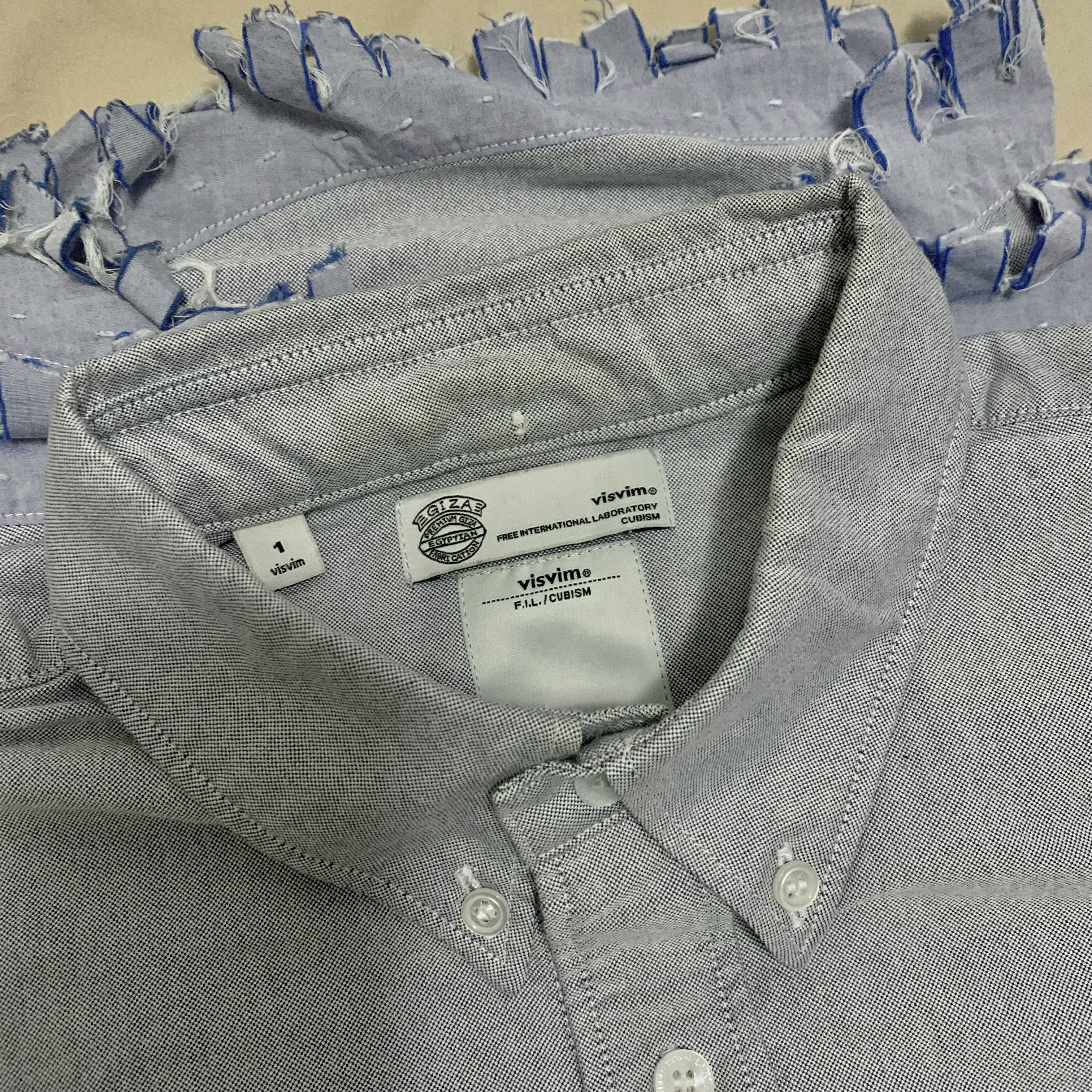 VISVIM V+V B.D. SHIRT PIZI TRIM L/S (GIZA) (( CONDITION: A )) 中古美品 - NAVY SIZE 1 PRE ORDER ITEM (預訂中)