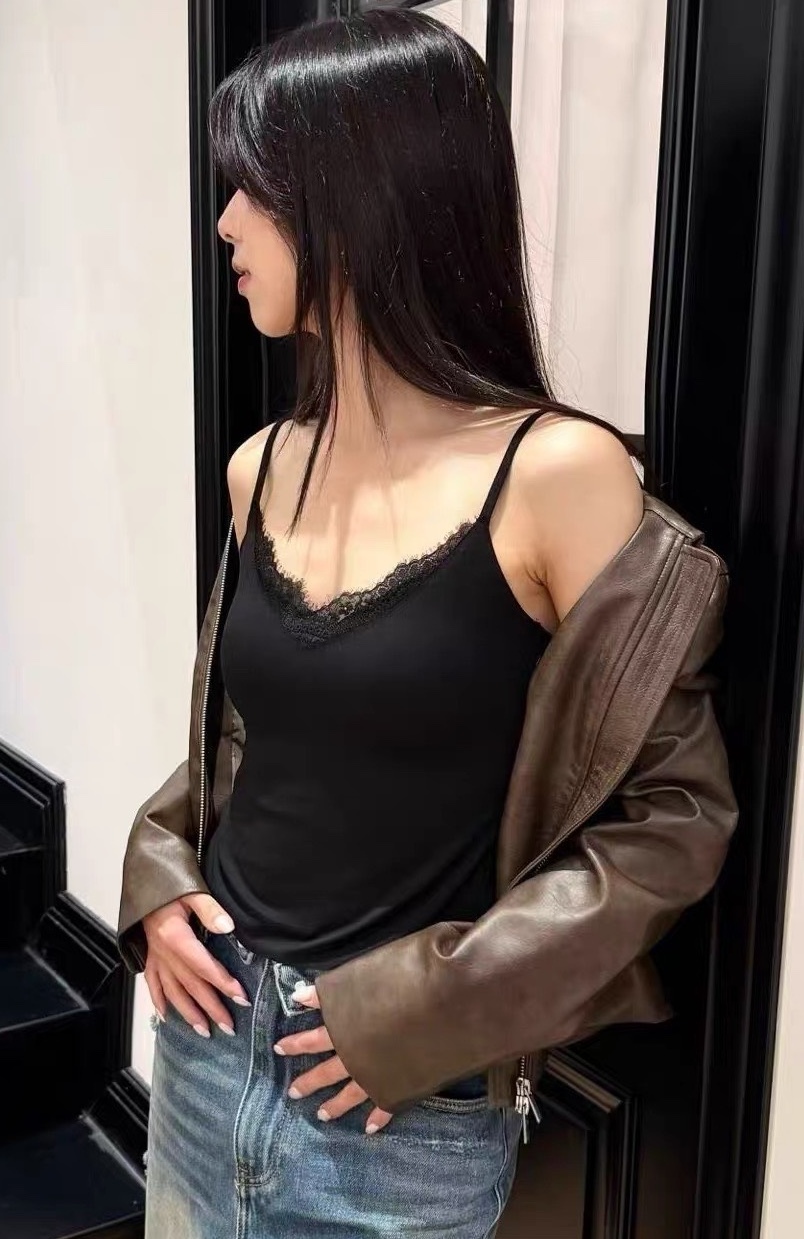 V領蕾絲冰感罩杯背心