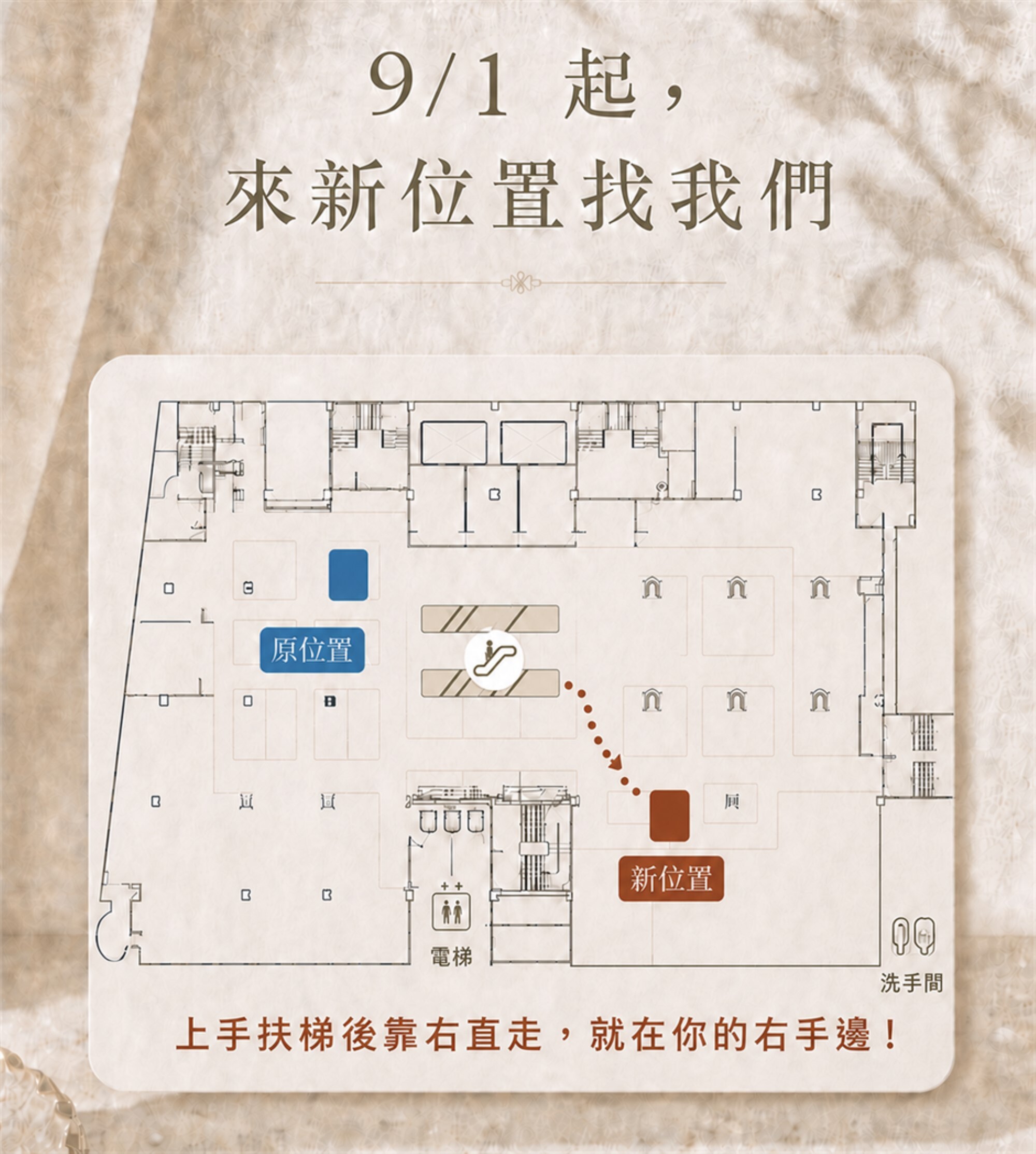 Isha Jewelry 在誠品南西門市的路線引導圖，有助於消費者更知道怎麼快速找到 Isha 在南西門市的位置。