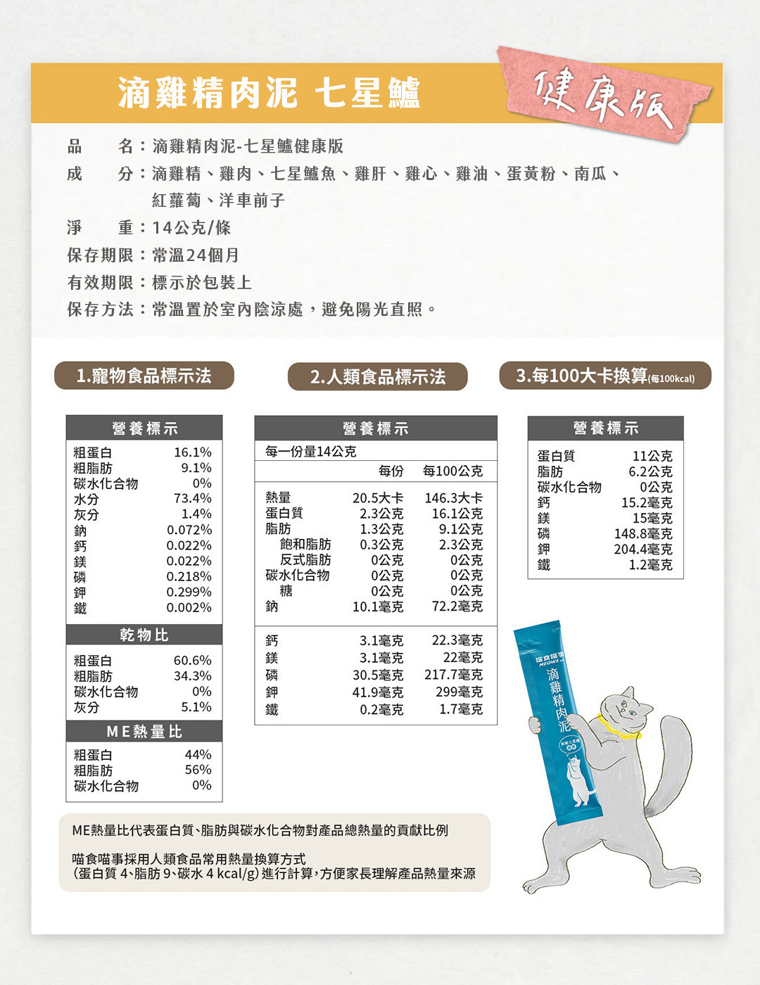 喵食喵事滴雞精肉泥健康版營養標示挑嘴貓最愛肉泥
