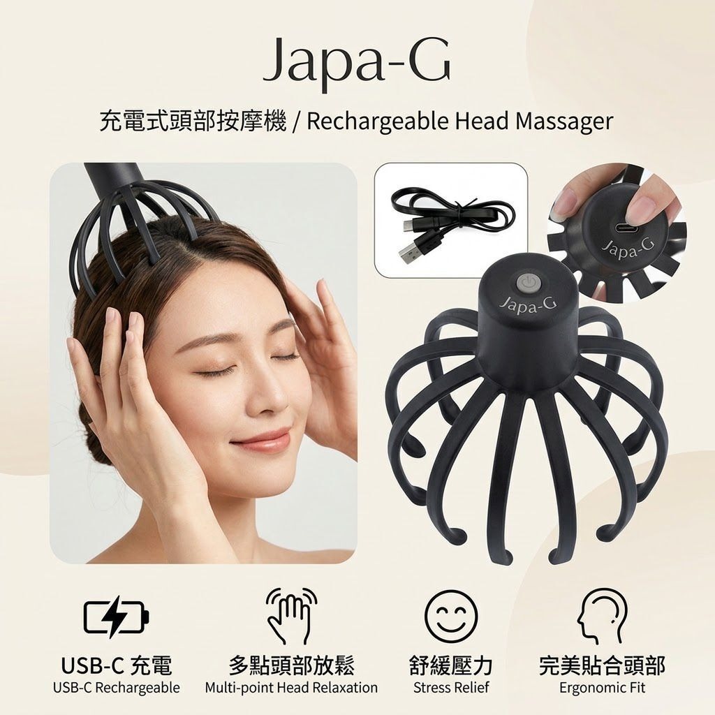 日本Japa-G 充電式頭部按摩機 T519