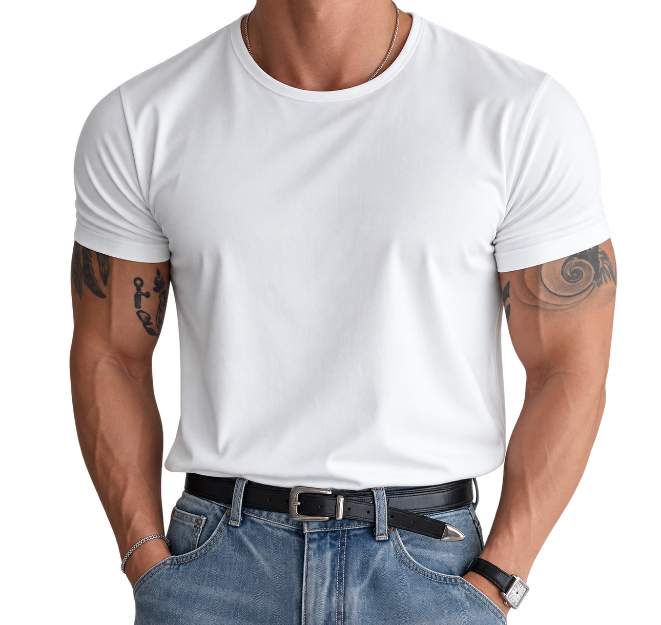 熱銷千件，韓系修身百搭顯壯圓領短袖T-Shirt