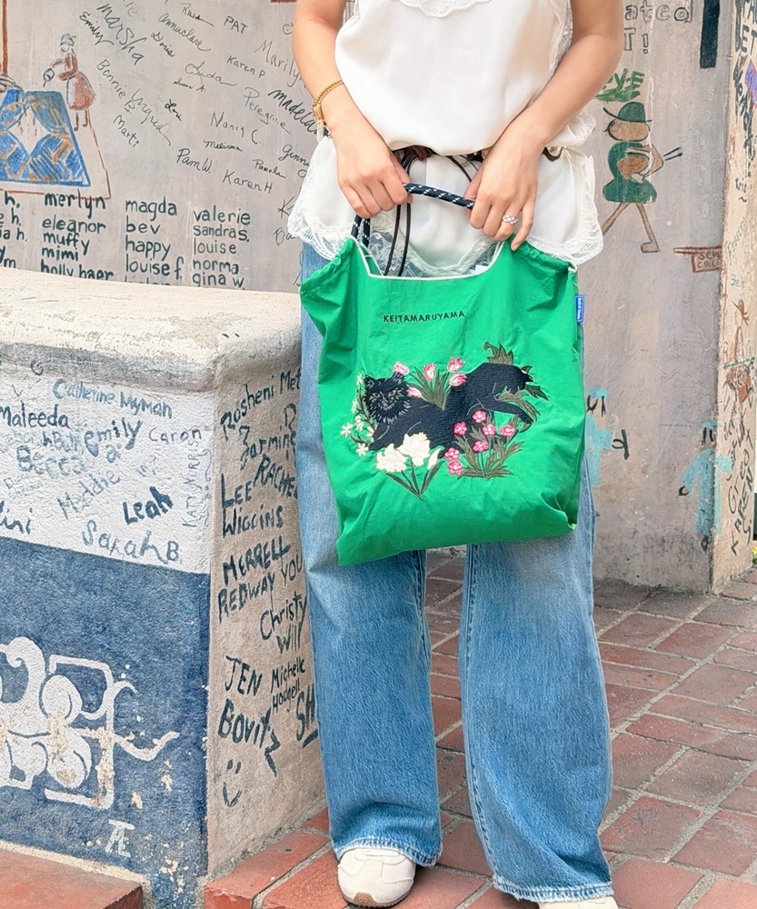 Ball＆Chain 刺繡環保購物袋 M號 - 綠 (7254523485)