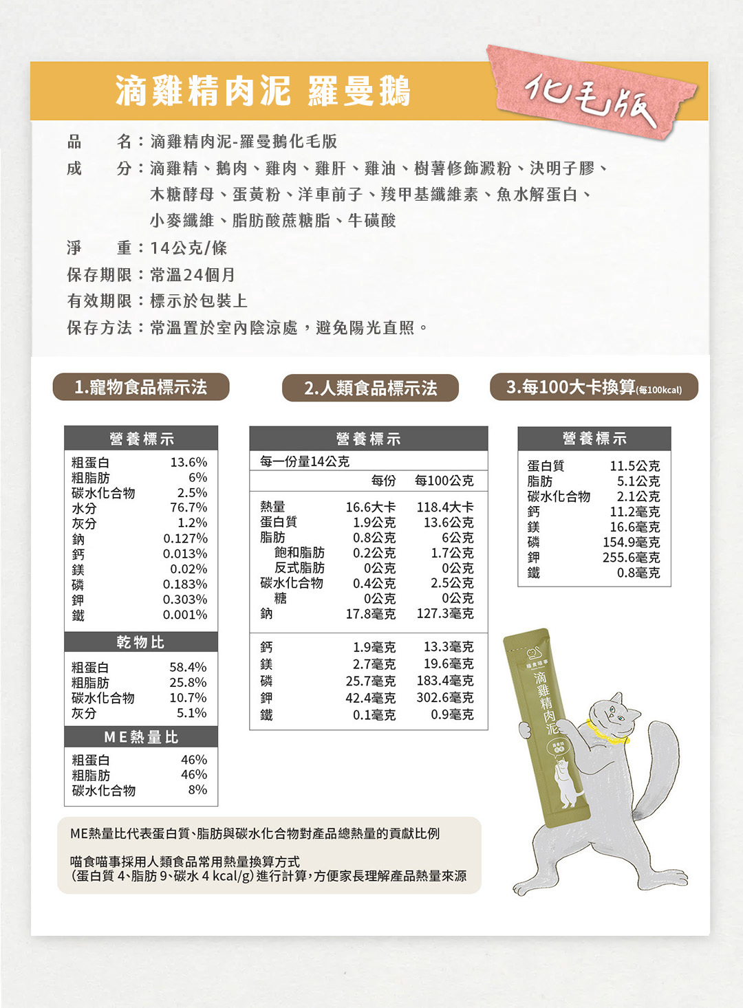 喵食喵事滴雞精肉泥化毛版營養標示挑嘴貓最愛肉泥