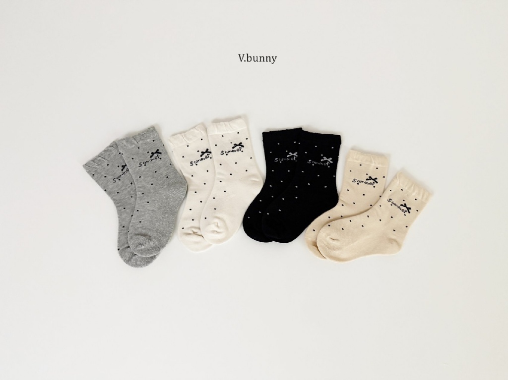 正韓秋Vbunny 蝴蝶結波點襪(四入)