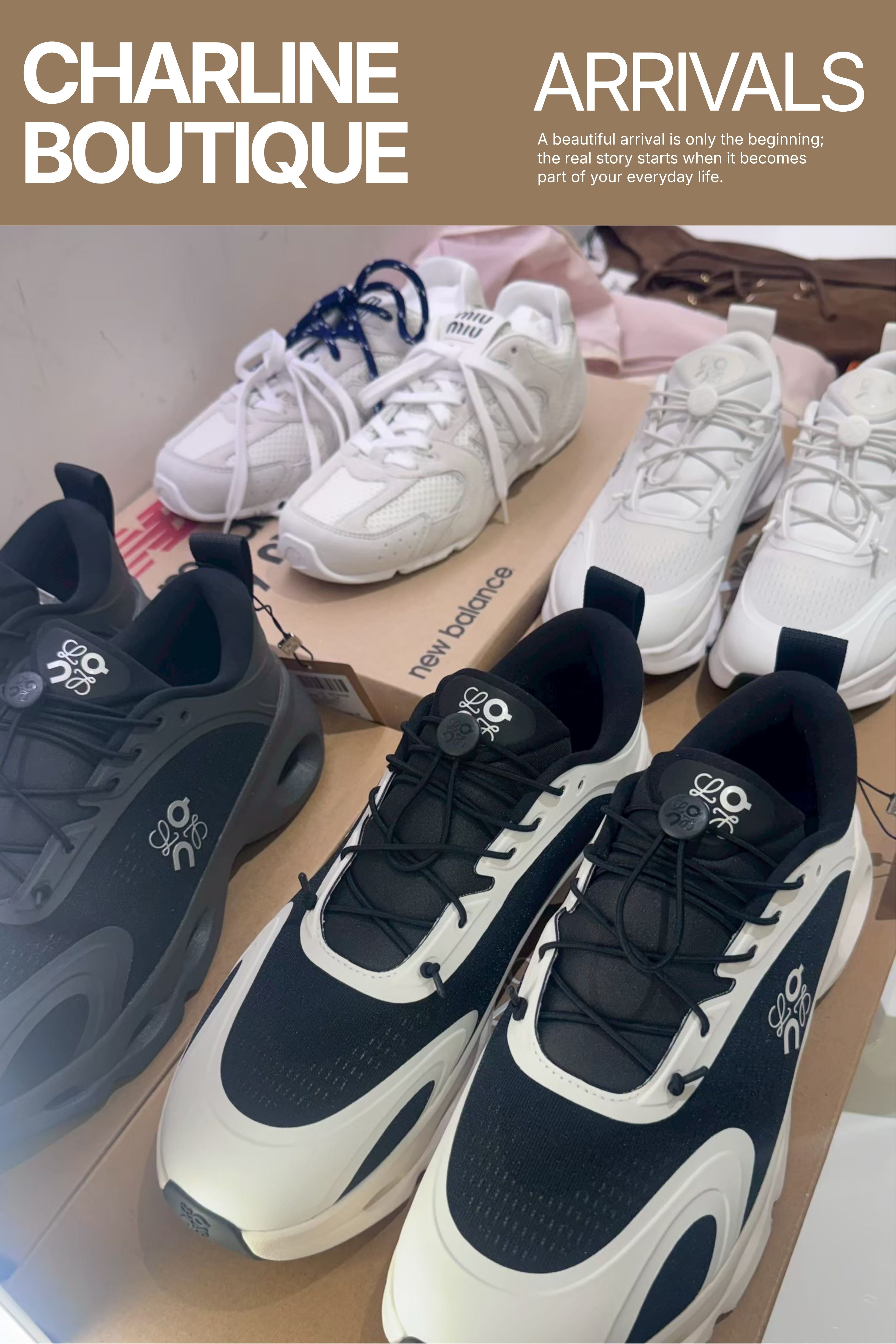 Miu Miu 棕色休閒鞋,呈現鞋頭、鞋面材質與鞋底比例,Charline Boutique 實拍