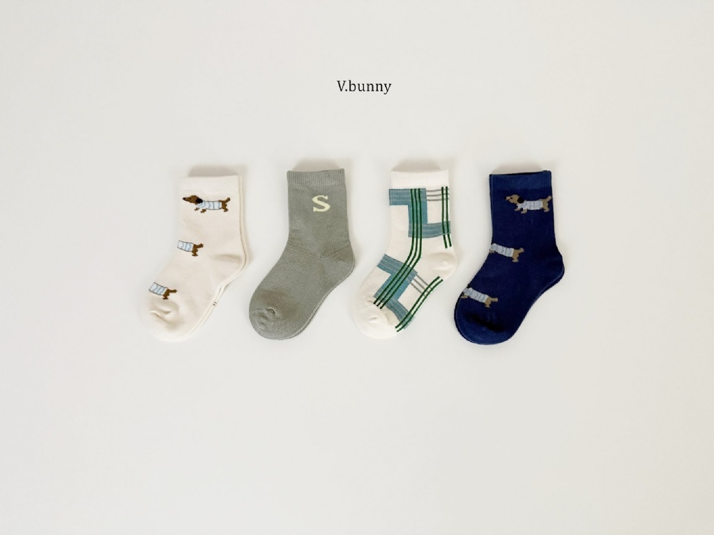 正韓秋Vbunny 臘腸狗狗襪(四入)