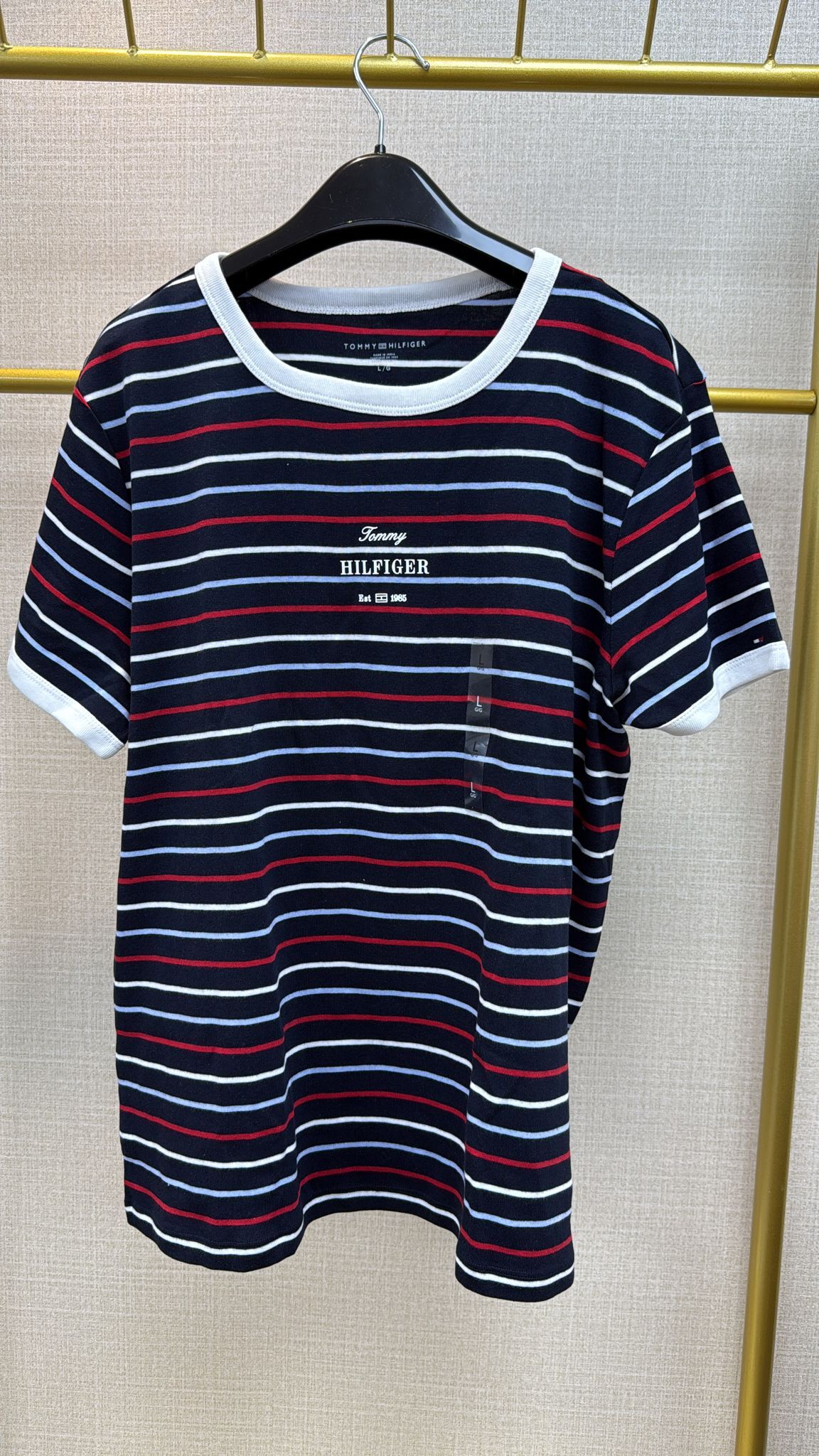 LYS02482 Tommy Hilfiger 復古滾邊條紋短袖Tee - L碼