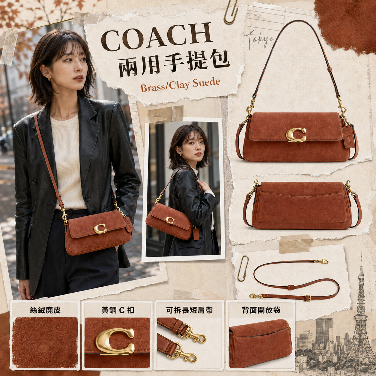 【預購】COACH H090207 Refined Jet 兩用手提包