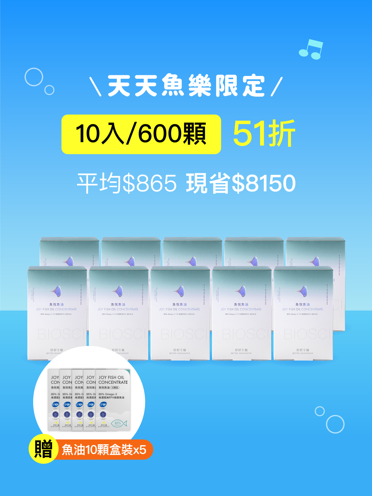 Joy Fish Oil Concentrate – 85% rTG Omega-3 with 720mg EPA & 240mg DHA