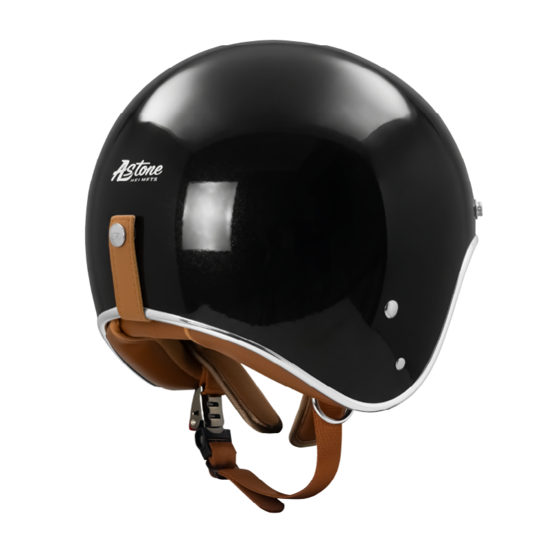 ASTONE SP7A 素色 亮光黑 多層膜內墨片 排齒扣復古帽 3/4罩 安全帽