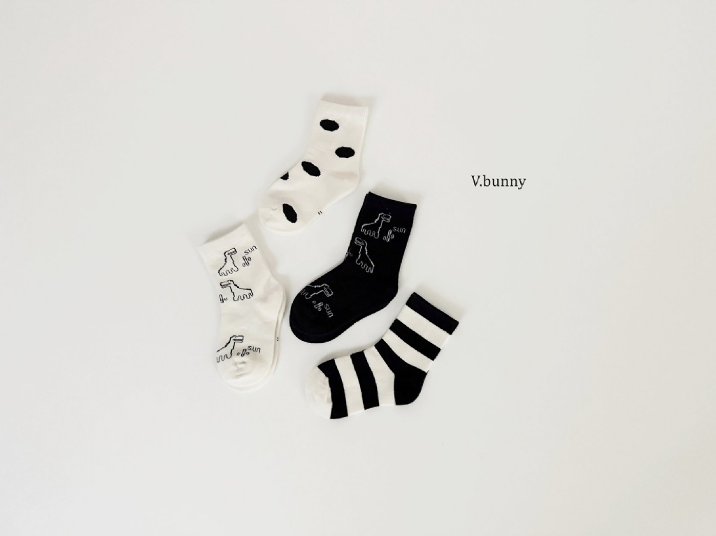 正韓秋Vbunny 黑色恐龍襪(四入)