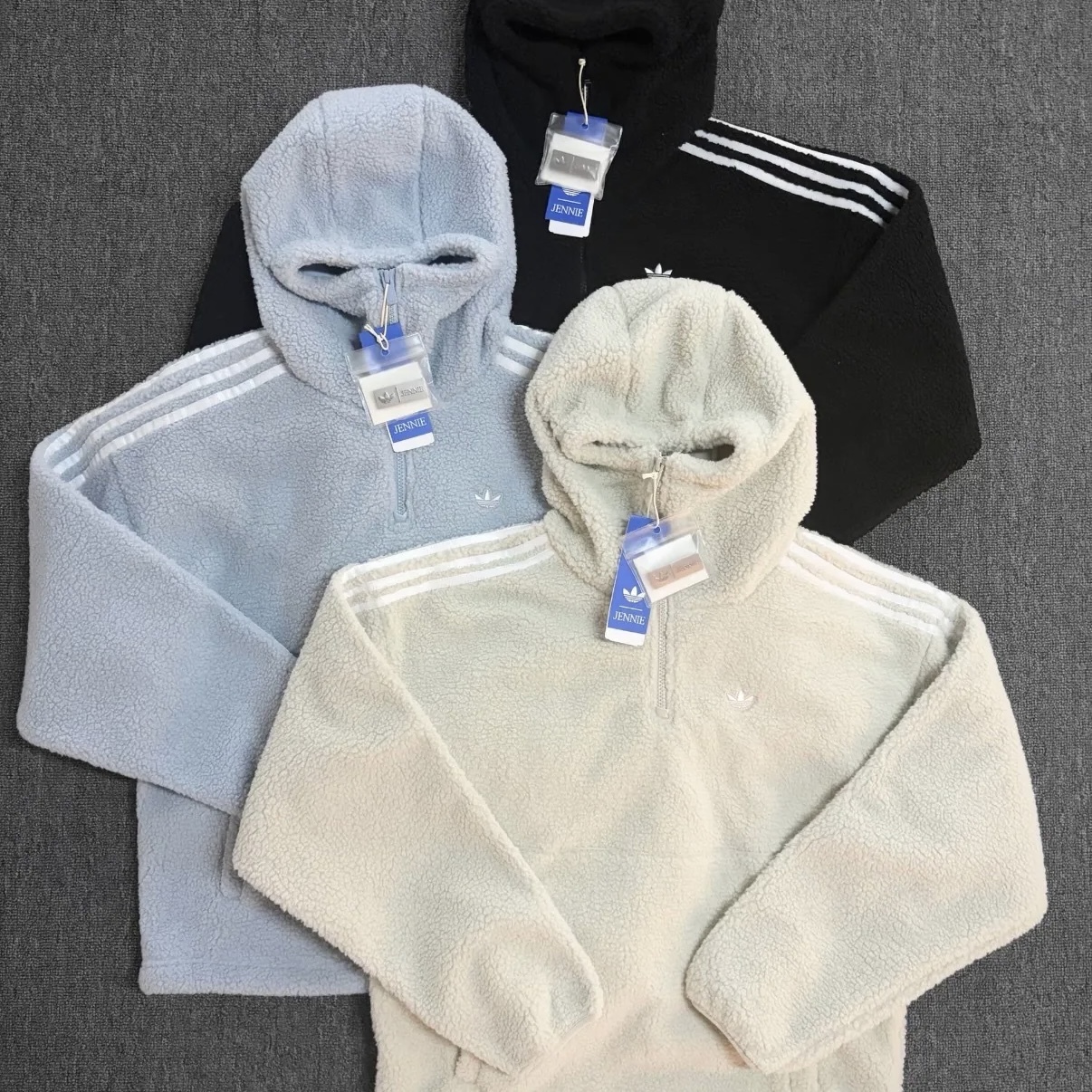 ADIDAS ORIGINALS BY JENNIE FLEECE HOODIE JACKET 絨毛 連帽衫 半拉鏈 金珍妮 三色 LD4967/LD8925/LD8926