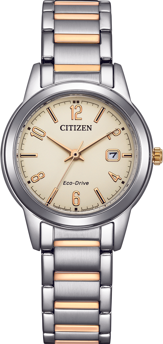 萬年鐘錶 - Citizen 星辰錶 米白x鍍香檳金經典光動能女錶 FE1244-72A 錶徑29.4MM