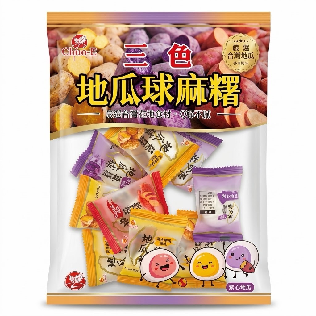 巧益 麻糬 225g 三色地瓜風味