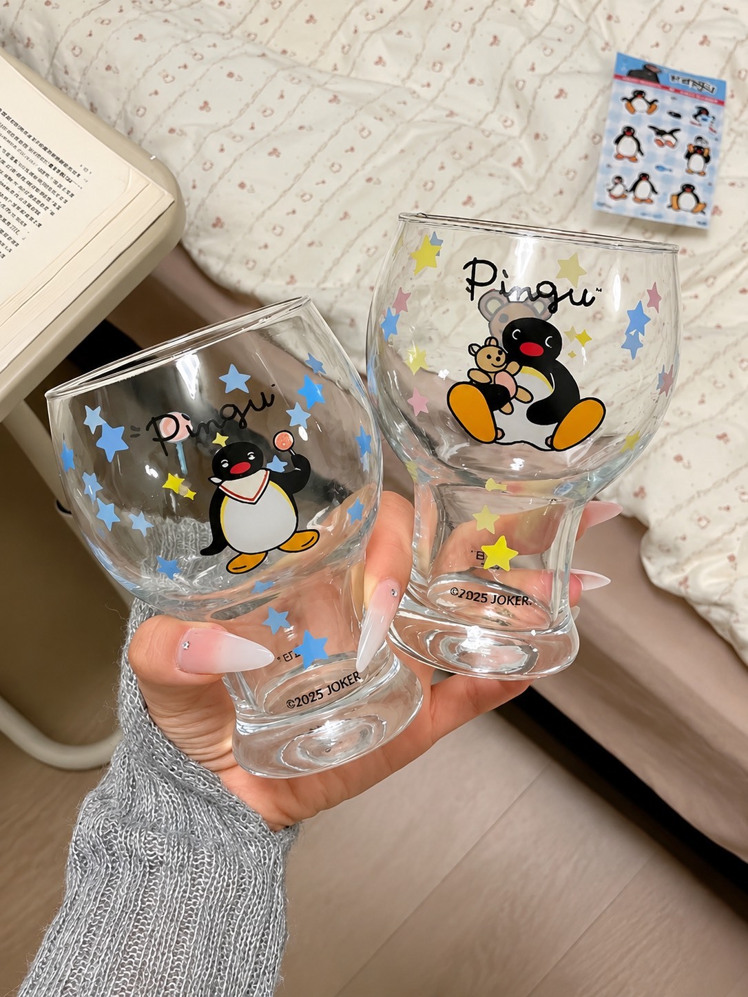 正版授權 PINGU 企鵝家族 聯名款 星星玻璃杯 400mL 禮盒組2入