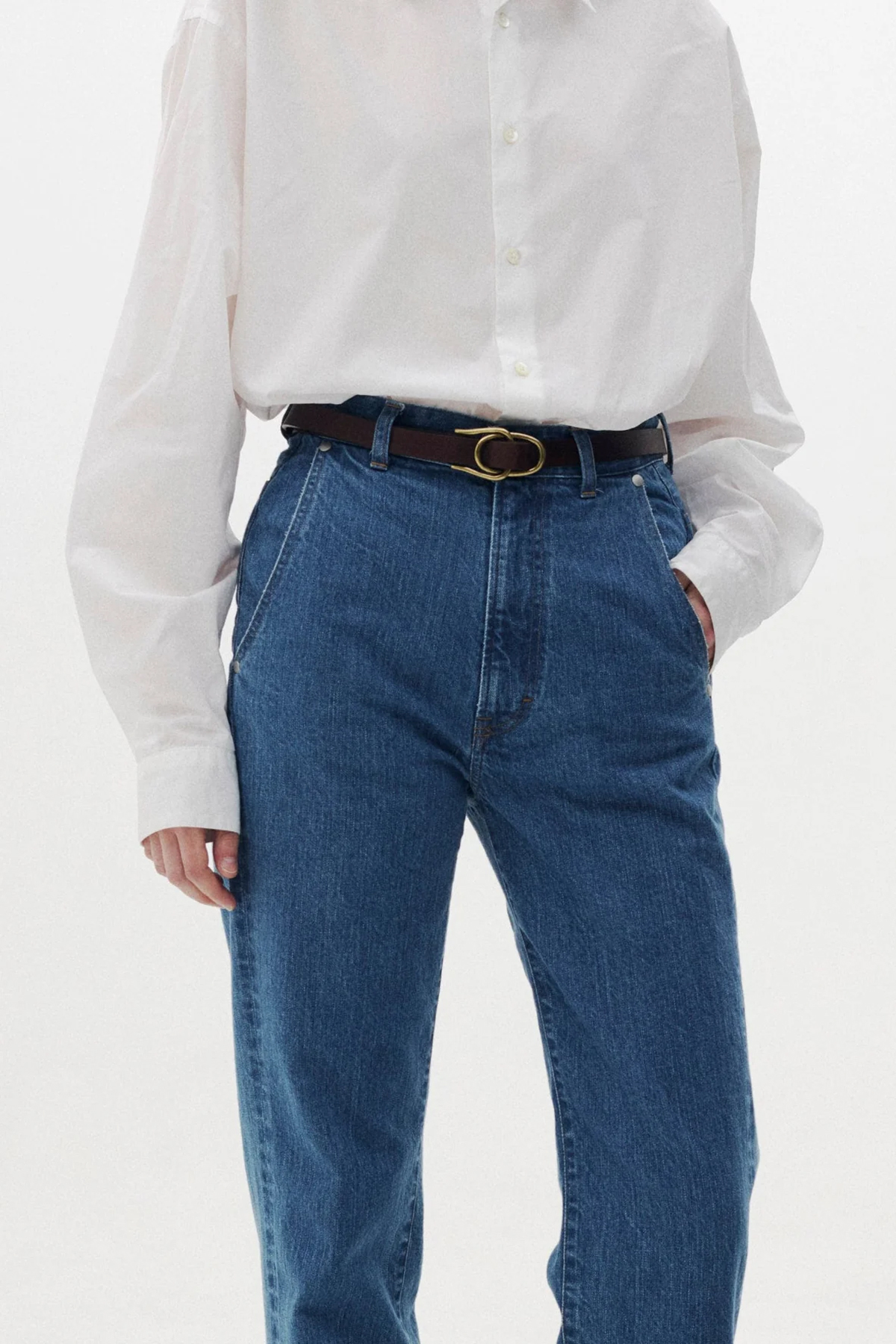 YOKE DOUBLE BUCKLE LEATHER BELT