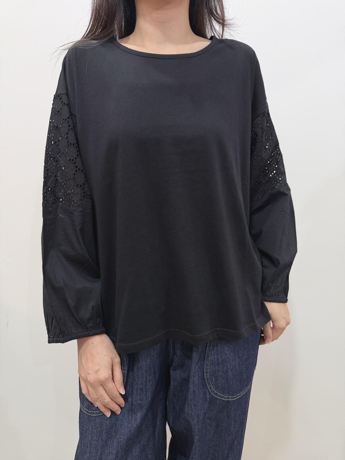 MMO 刺繡拼接袖 TOP